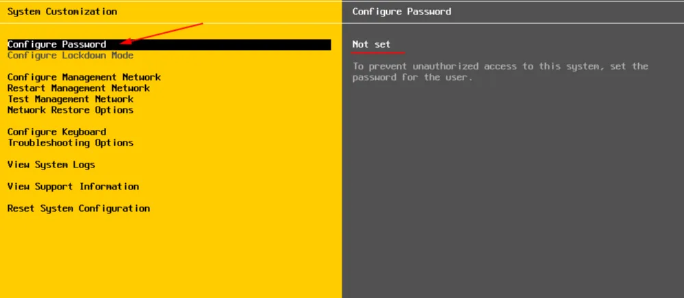 Выбор Configure Password