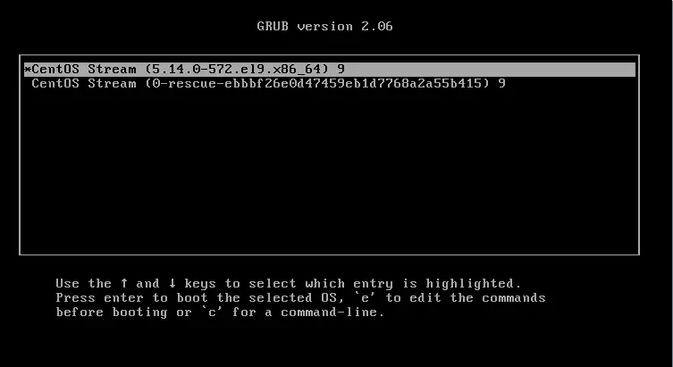 Меню GRUB на выделенном сервере