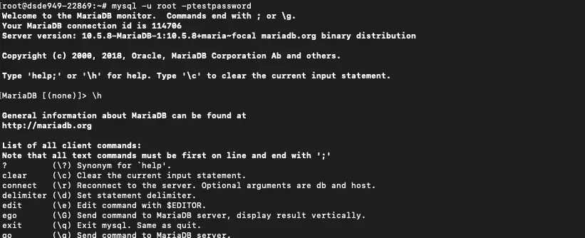 Успешный вход в MySQL