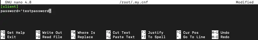 Обновление пароля в my.cnf